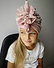 czapki dziecięce Turban z koronką  pudrowy róż