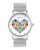 zegarki damskie Zegarek - Serce folkowe - bransoleta mesh