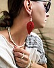 kolczyki z piórami Długie wiszące kolczyki piórka/listki- boho, hippie, festiwalowe, czerwone