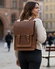 plecaki Belveder Prostokątny Tornister Plecak Miejski Skórzany Damski Brązowy DR89