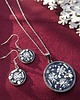 komplet biżuterii KOMPLET Śnieżynki - ręcznie haftowane kolczyki i naszyjnik