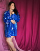 bluza bez kaptura damska Aksamitna BLUZA KIMONO domowe/kopertowa marynarka, autorski print MEDUZY
