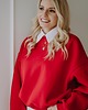 bluza bez kaptura damska Bluza Basic oversize czerwona