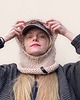 czapki damskie JEDWAB MERINO balaclava kapturek