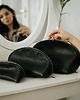 kosmetyczki Komplet kosmetyczek BEAUTY HELPER - skórzane kosmetyczki - czarne