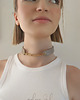 chokery CHOKER skóra naturalna beżowy naszyjnik łańcuch Glamrock