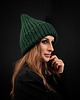 czapki damskie Beanie  z wełny peruwiańskiej butelkowa zieleń