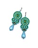 kolczyki soutache Kolczyki sutasz turkusowo zielone kolorowe Cleo z dużą łezką