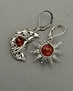 kolczyki wire wrapping Asymetryczne kolczyki księżyc i słońce karneol wire wrapping