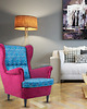 fotele Fotel uszak Pacha we wzory, kolorowy, patchwork, welurowy