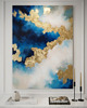 obrazy OCEAN ŚWIATŁA  - obraz abstrakcyjny z fakturą i złoceniami 140x100 cm
