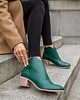 botki damskie BOTKI KWOBOJKI NA 5 CM KLOCKU - SKÓRA NATURALNA - MODEL 483 - KOLOR ZIELONY