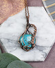 wisiory Miedziany wisiorek wire wrapping z turkusem #536