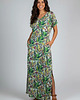 sukienki maxi damskie Sukienka maxi kwiaty kieszenie dekolt V rozmiar M