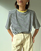t-shirt damskie Tshirt Art paski poduchy yellow