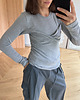 bluzki z długim rękawem damskie Jedwabisty longsleeve Catch me soft light grey