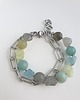 bransoletki z kamieni naturalnych Bransoletka RAW z grubym łańcuchem, akwamaryn, amazonit, labradoryt, phrenit
