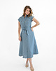 sukienki midi damskie Lniana Sukienka MARIGOLD dusty blue