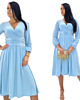 sukienki midi damskie Elegancka kotajlowa  sukienka  midi  błękitna draperia r 36-56