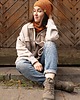komplety damskie Zestaw Classic - Luźna Czapka Slouchy & Komin - Miedź