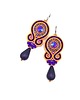 kolczyki soutache Kolczyki sutasz pomarańczowo fioletowe kolorowe Cleo z dużą łezką