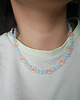 chokery Błękitny naszyjnik choker z koralików KWIATY
