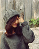 czapki damskie Szara czapka beanie  z wełną Hand Knit