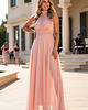 sukienki maxi damskie Elegancka rozkloszowana sukienka maxi bez rękawów z dekoltem halter - M1173