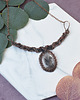 kolie Miedziany naszyjnik wire wrapping z kwarcem z rutylem #502