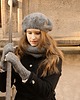 czapki damskie Klasyczny beret z antenką z wełny alpaki ciemnoszary