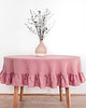 obrusy i serwetki Obrus okrągły z falbanką DUSTY PINK