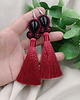 kolczyki soutache Kolczyki z chwostami bordowe, długie chwosty, długie klipsy