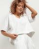 bluzki kimonowe damskie Bluza kimono z dekoltem V, T416, biały