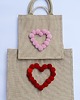 torby na ramię Torebka z juty, motyw serca z pompami.