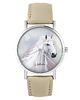 zegarki unisex Zegarek yenoo - Biały koń - skórzany, beżowy