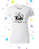 t-shirt damskie T-shirt Biała koszulka z napisem  "Coffee Kids Chaos Repeat" Folia Flex