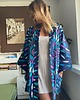 sukienki mini damskie Granatowe kimono w pióra