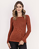 swetry damskie  Sweterek/longsleeve z dekoltem w łódkę - SWE298 rudy MKM