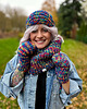szale damskie Komin ręcznie robiony MERINO 50% "Pokojowe granaty"