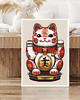 grafiki i ilustracje PLAKAT z kotem na szczęście , maneki neko grafika, japońska ilustracja