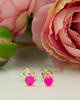 kolczyki srebrne Małe kolczyki sztyfty z agatem w kolorze fuksji / 4mm / różowe / SREBRO 925