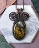 wisiory Miedziany wisiorek wire wrapping z jaspisem i ametystem #467