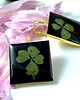 kolczyki z żywicy KOLCZYKI - BLACK Lucky clover (koniczyna)