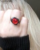 pierścionki - różne Czerwony pierścionek na szczęście :) Szklany niewielki unikat handmade