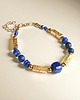 bransoletki z kamieni naturalnych Bransoletka LAPIS LAZULI i  LAWA : granatowo - złota : vol. II