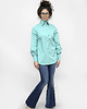 koszule damskie  Turkusowa koszula Klara z dużym kołnierzem