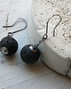 kolczyki wire wrapping czarna lawa  na łańcuszku - kolczyki