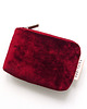 portfele damskie Welurowy portfel etui na karty Bordowy