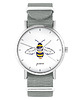 zegarki damskie Zegarek - Pszczoła - szary, nylonowy