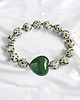 bransoletki z kamieni naturalnych Jaspis dalmatyński i serce : ciemna zieleń : bransoletka na gumce